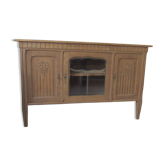 Console, shallow art deco sideboard in raw wood.
