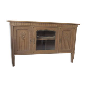 Console, shallow art deco sideboard in raw wood.