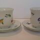 Two cups and saucers in fine porcelain, orchard model.