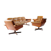 Set of Leather Sofa & 3 Armchairs by Sven Ivar Dysthe, Norway 1960's