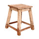 Old burmese teak workshop stool original ecru-teak patina