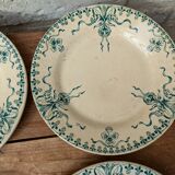 Set of 4 old opaque porcelain plates from Gien, Venice Terre de fer model