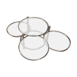 Round coffee table in glass and chrome 4 removable trays