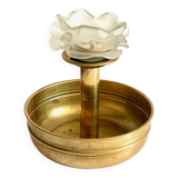 Vintage brass and glass candle holder