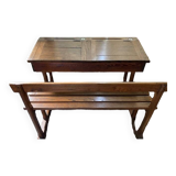 School desk with 2 porcelain inkwells