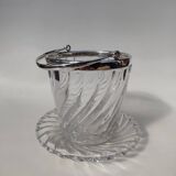 Ice bucket and its plate in Baccarat crystal, bamboo model.