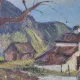 Vintage Oil Landscape Painting - Impasto Barn Scene
