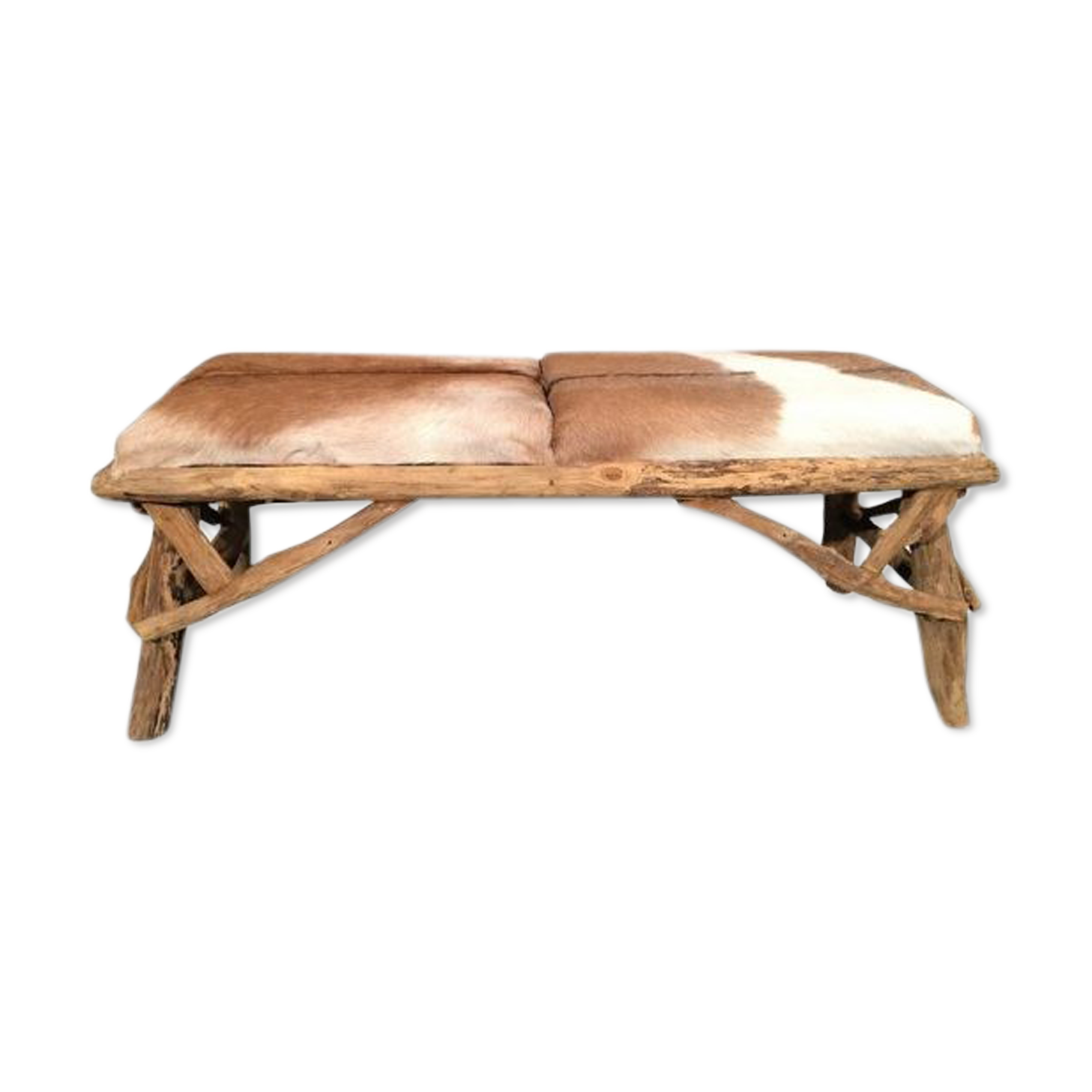 Wooden bench and goatskin
