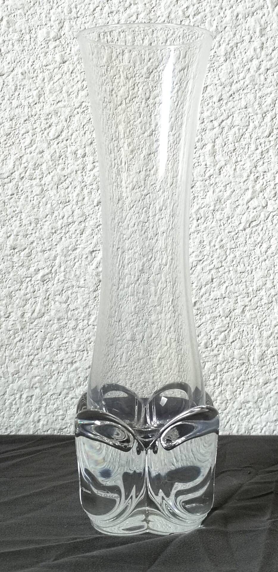 Vintage trumpet vase in crystal signed Daum France 21cm