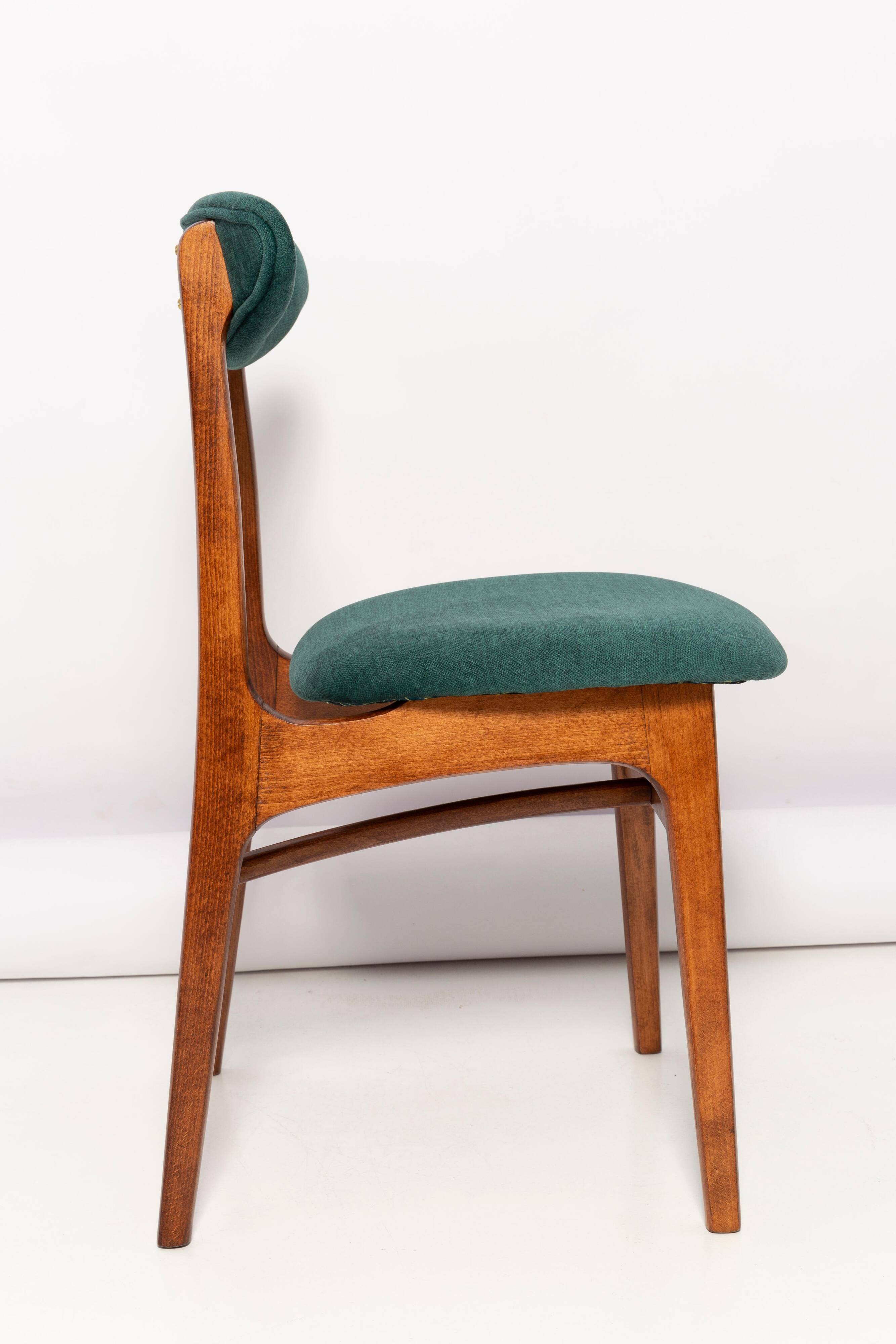 Green velvet Mid-Century chair designed by Rajmund Hałas, Poland, 1960s.