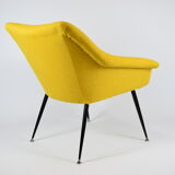 Fauteuil du milieu du siècle Shell, années 1960, NRD, tissu jaune, restauré