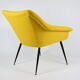 Mid-century armchair Shell, 1960s, NRD, yellow fabric, restored
