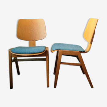 Duo de chaises en bois années 70