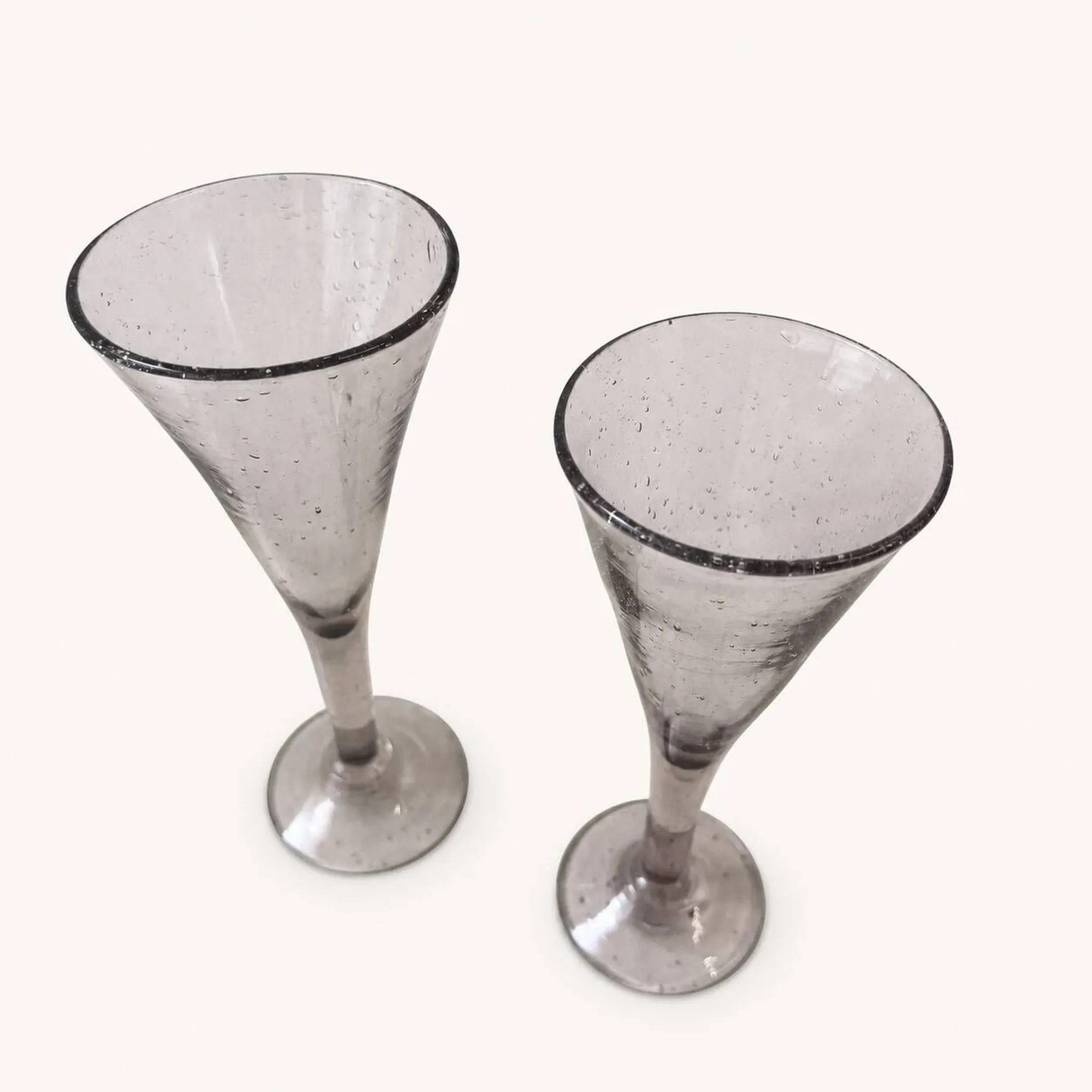 Duo de flûtes à champagne en verre de Biot