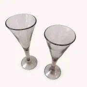 Duo de flûtes à champagne en verre de Biot