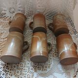 6 stoneware mugs / cups / tankards
