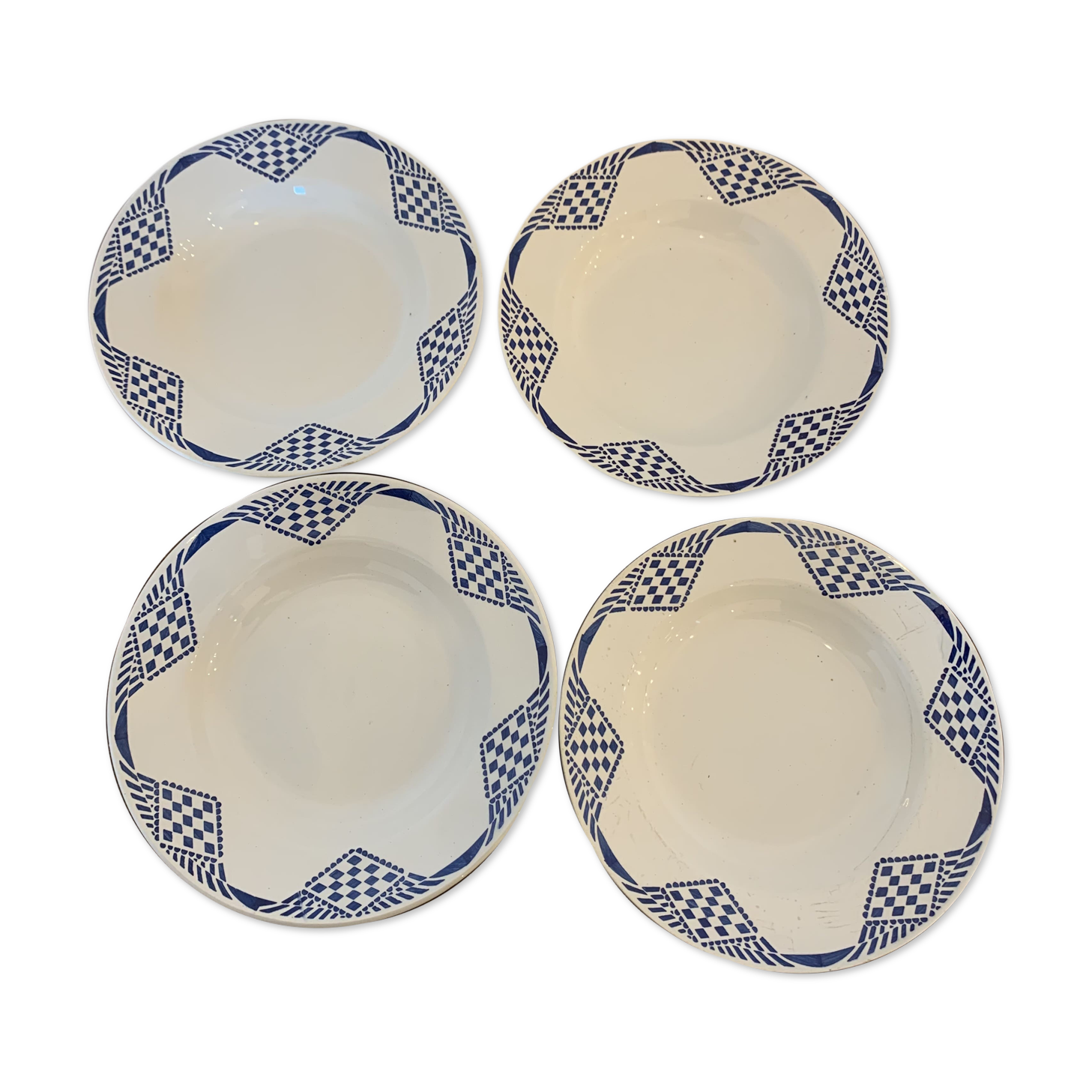 Set of 4 flat plates lustucru pattern