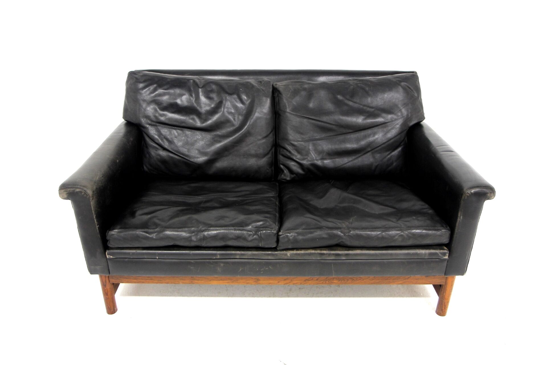 Scandinavian leather sofa 2 seater, Sweden, 1950