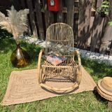 Rocking-chair rotin vintage