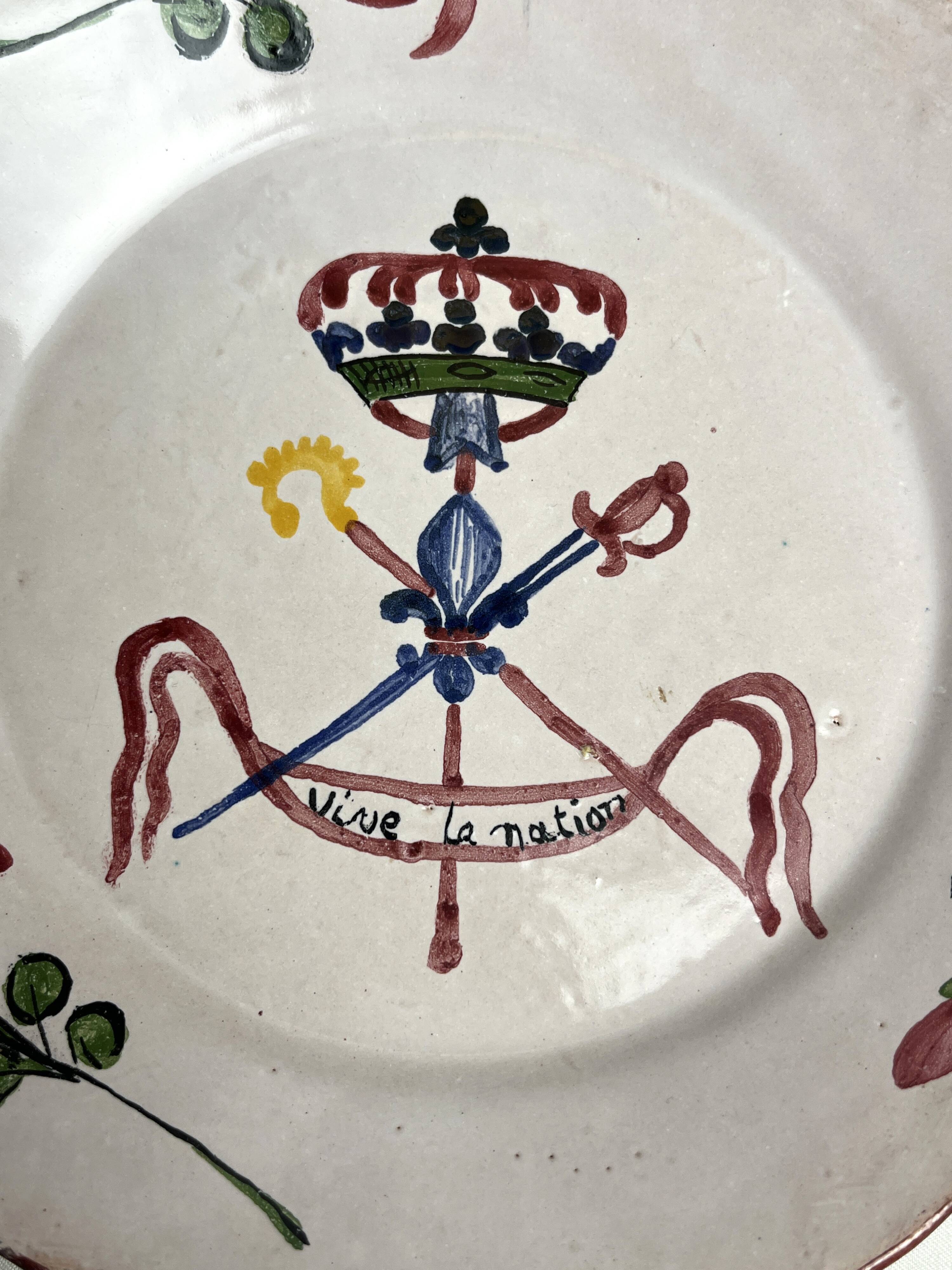 Earthenware from Les Islettes revolutionary plate late 18th century