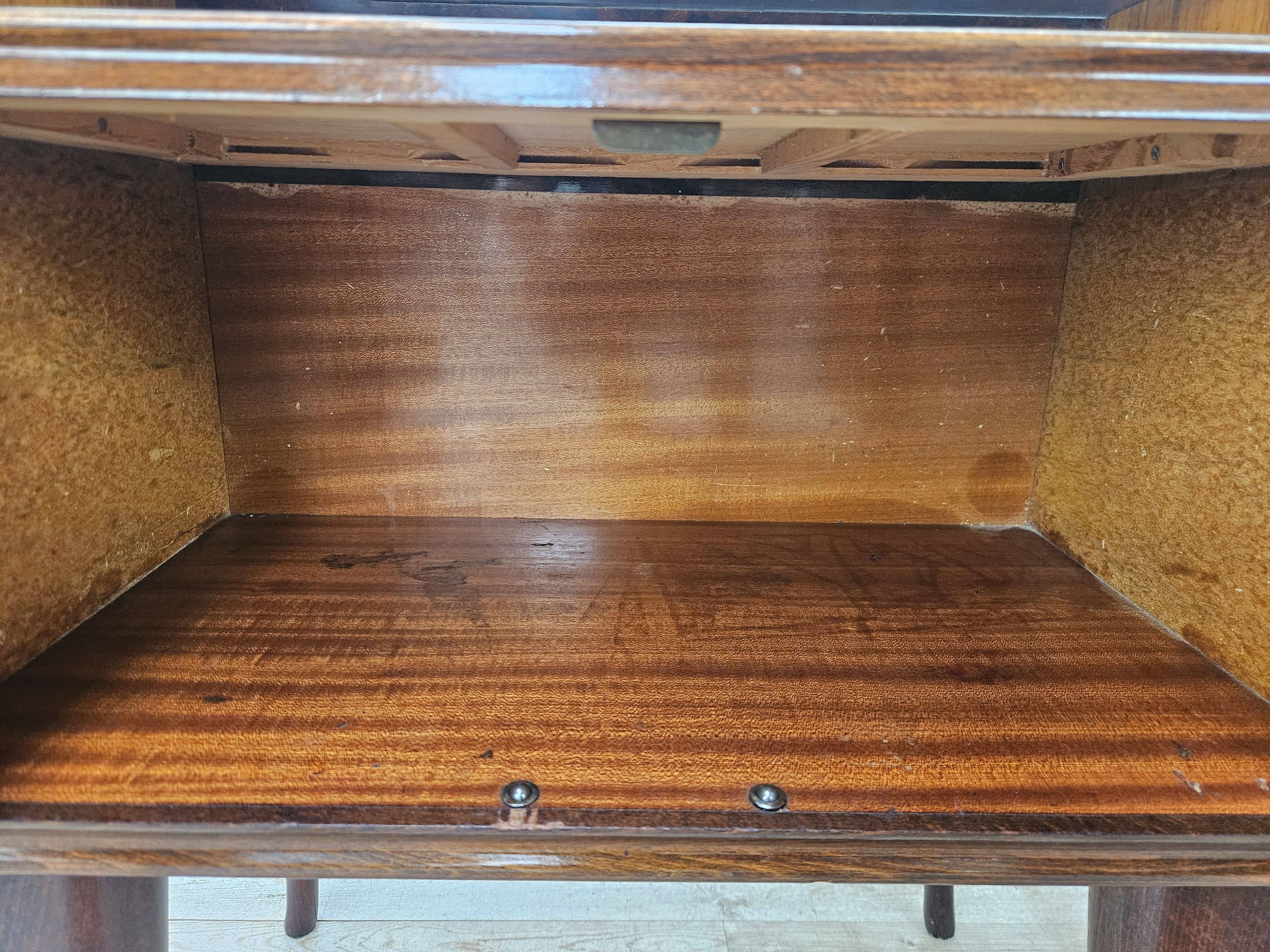 Walnut burl bedside tables with double glass top