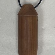 Teak and linen umbrella counter balance pendant by Domus, 1970s