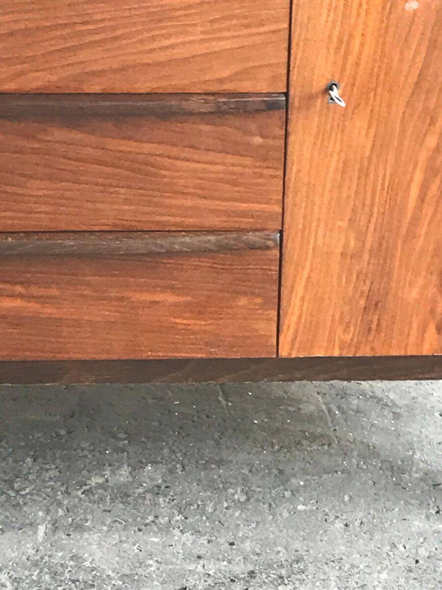 Vintage 1960s enfilade from Prague in brown wood, with 4 drawers and 1 door, Mid-Century style.