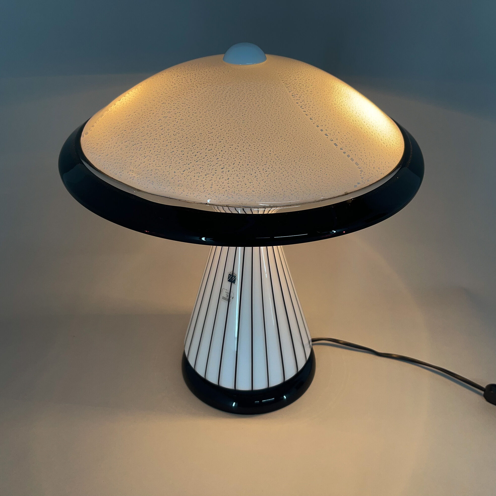 1980's Italian Mushroom Vetri Murano Glass Table Lamp by ZONCA, Labeled