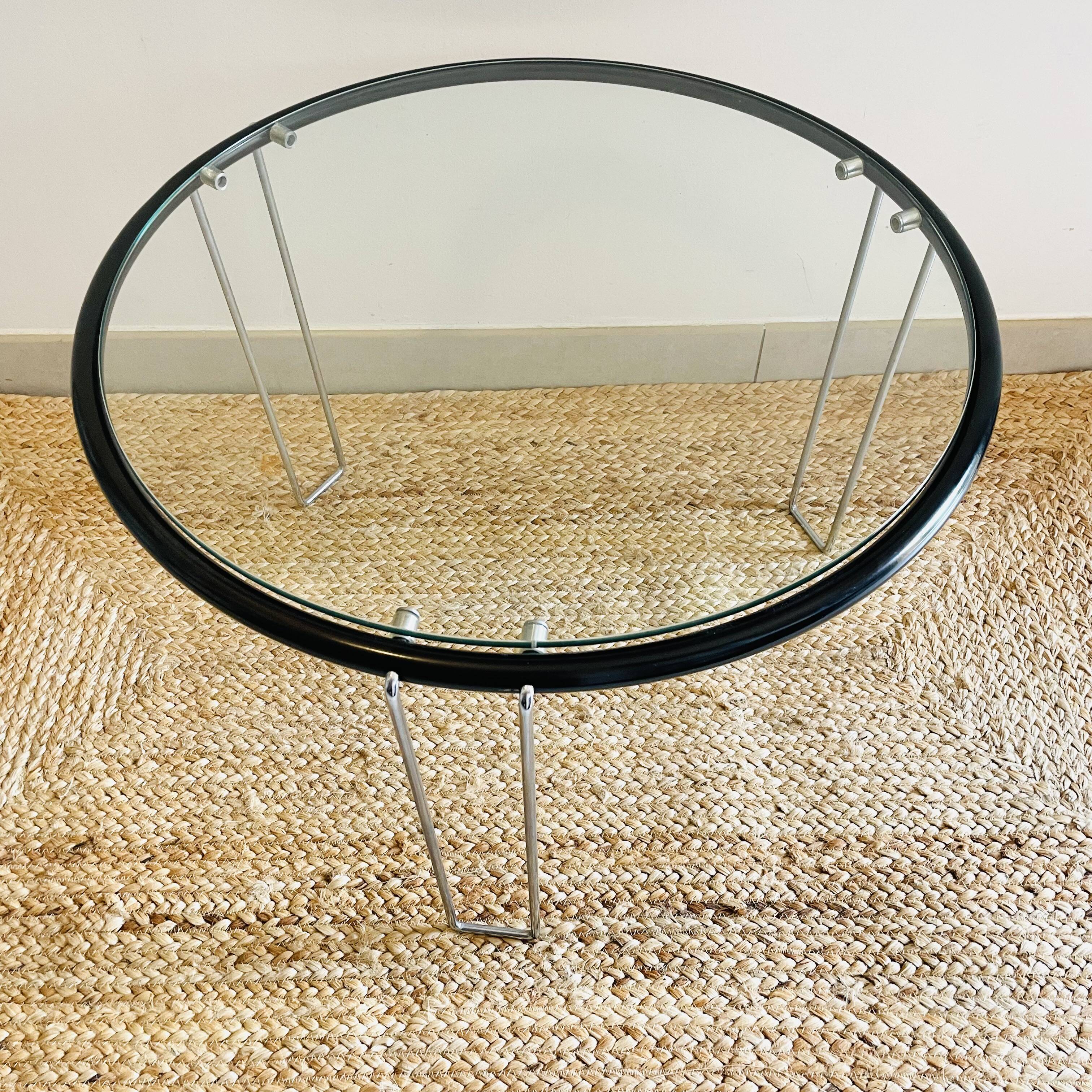 Table Basse Design Vintage Italienne Années 70 - Chrome & Verre - Élégance