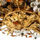Large gilt Italian ceiling lamp from the 1960s by Banci Firenze with 9 sock