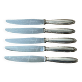 Series of 5 large Christofle knives model Ribbons