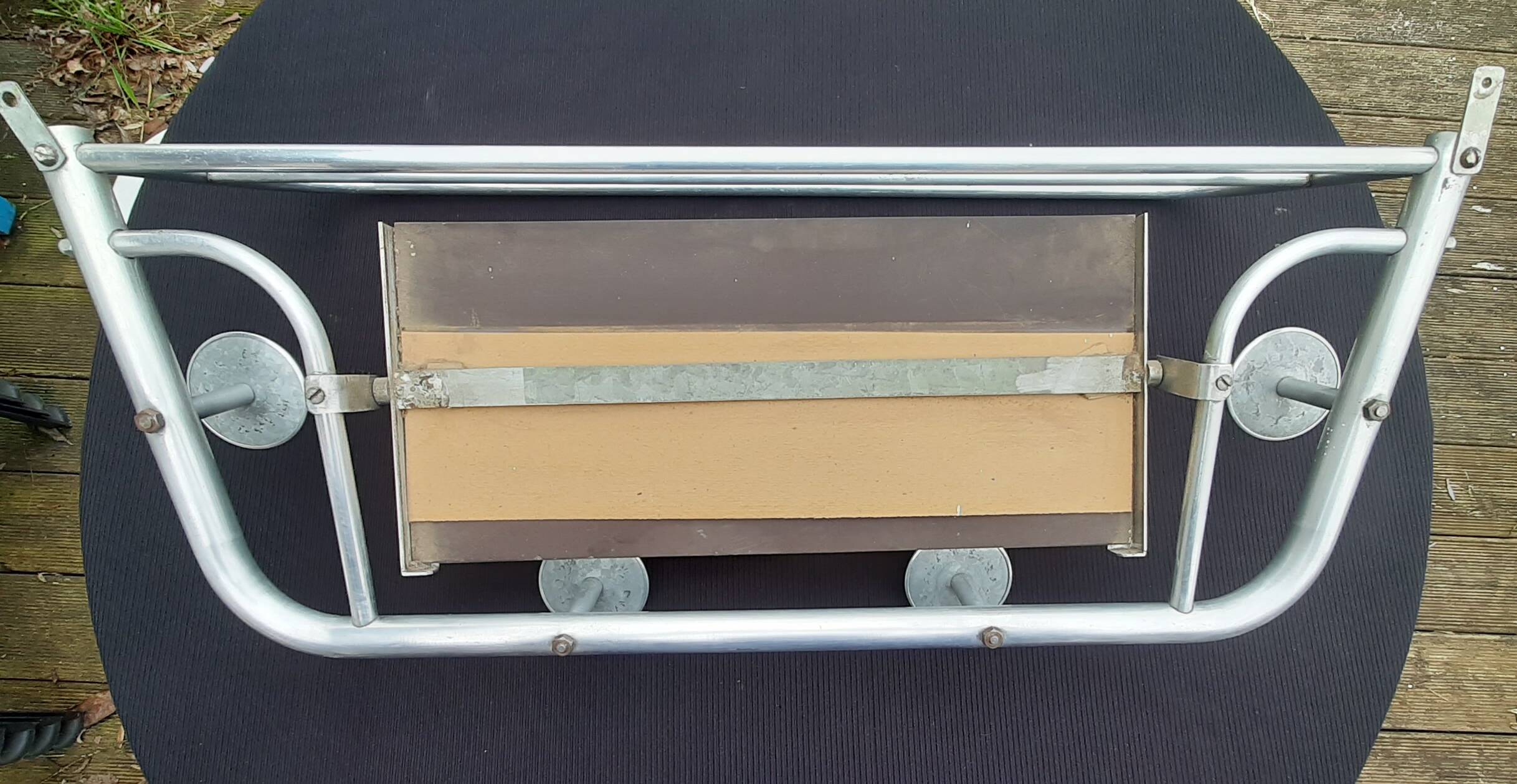 Vintage aluminum swivel mirror wall coat rack