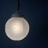 Art Deco molded glass globe pendant light, 1930