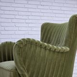 1960s, Danish armchair, original green furniture velour.