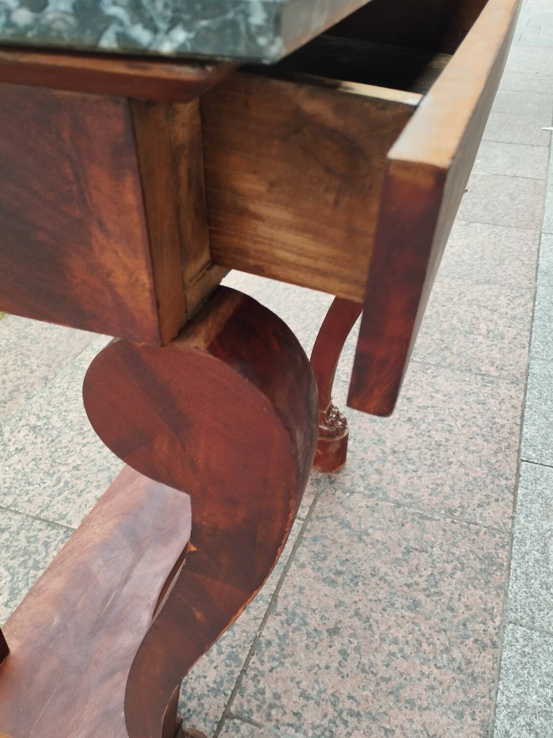 Antique Louis XVI style console with marble top