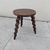 Small vintage plant stand with twisted tripod legs