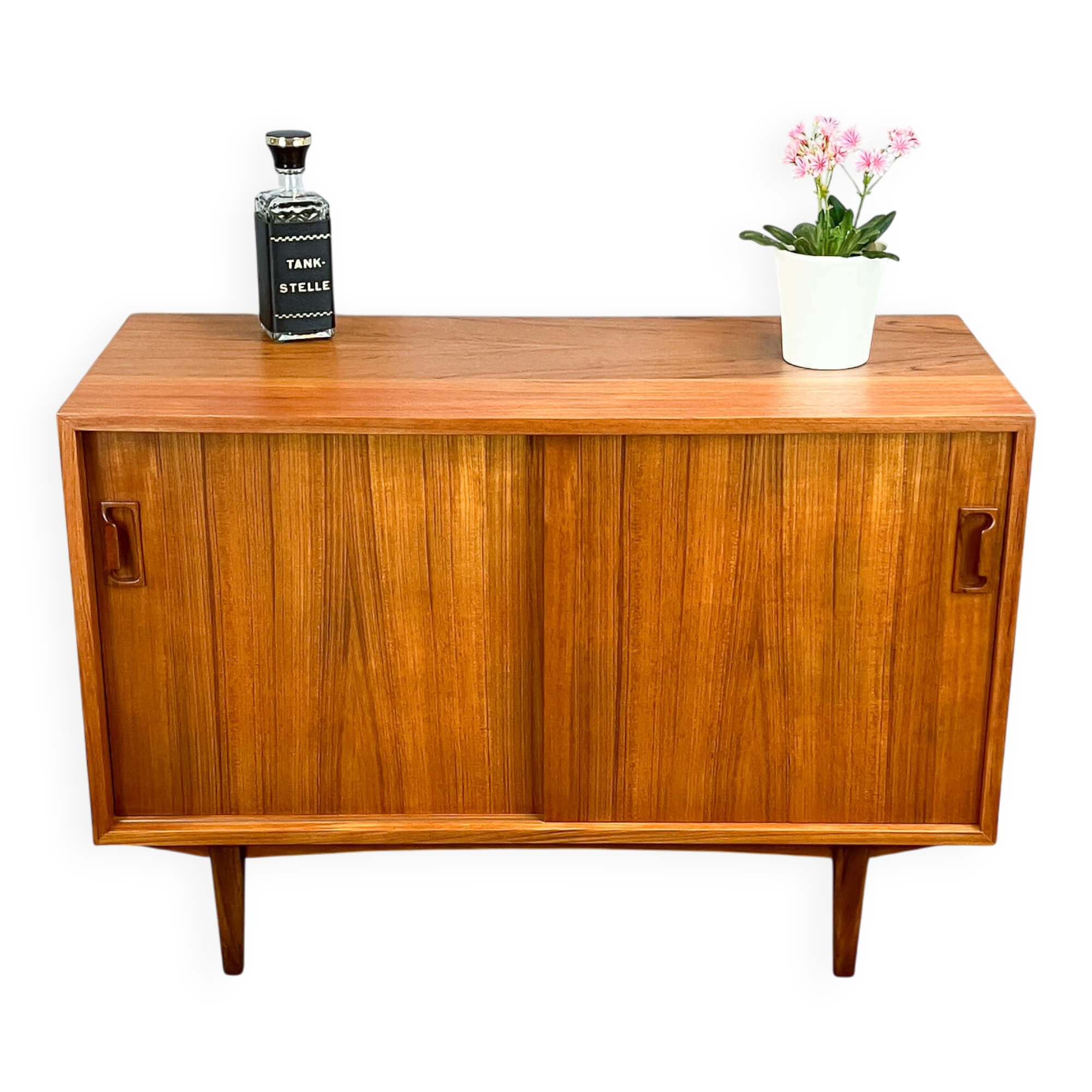 Small sideboard with sliding doors, teak, 1960s
