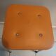 Chromed metal stool seat skaï brown
