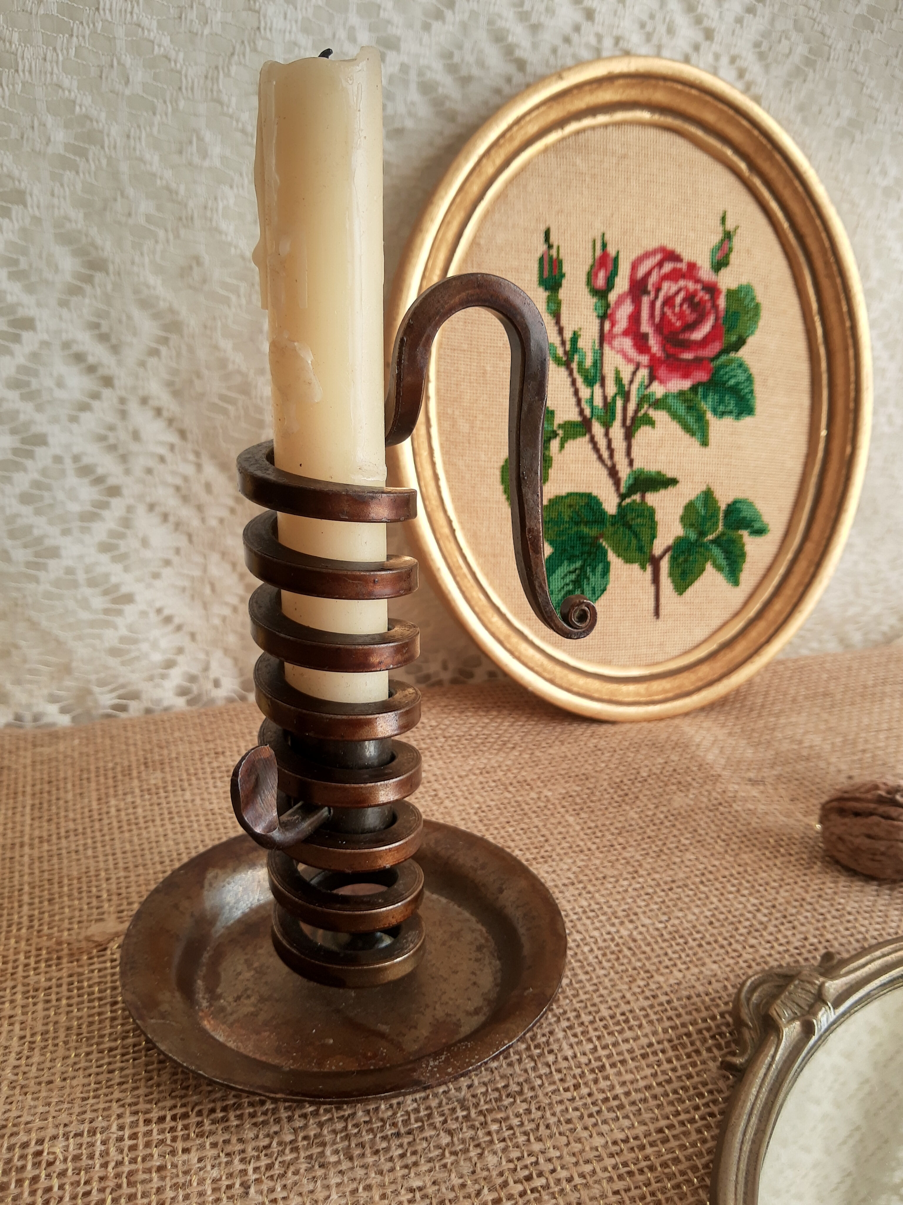 Spiral cellar rat candle holder - vintage
