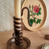 Spiral cellar rat candle holder - vintage