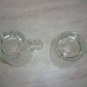 2 diamond-shaped glass beer mugs/glasses
