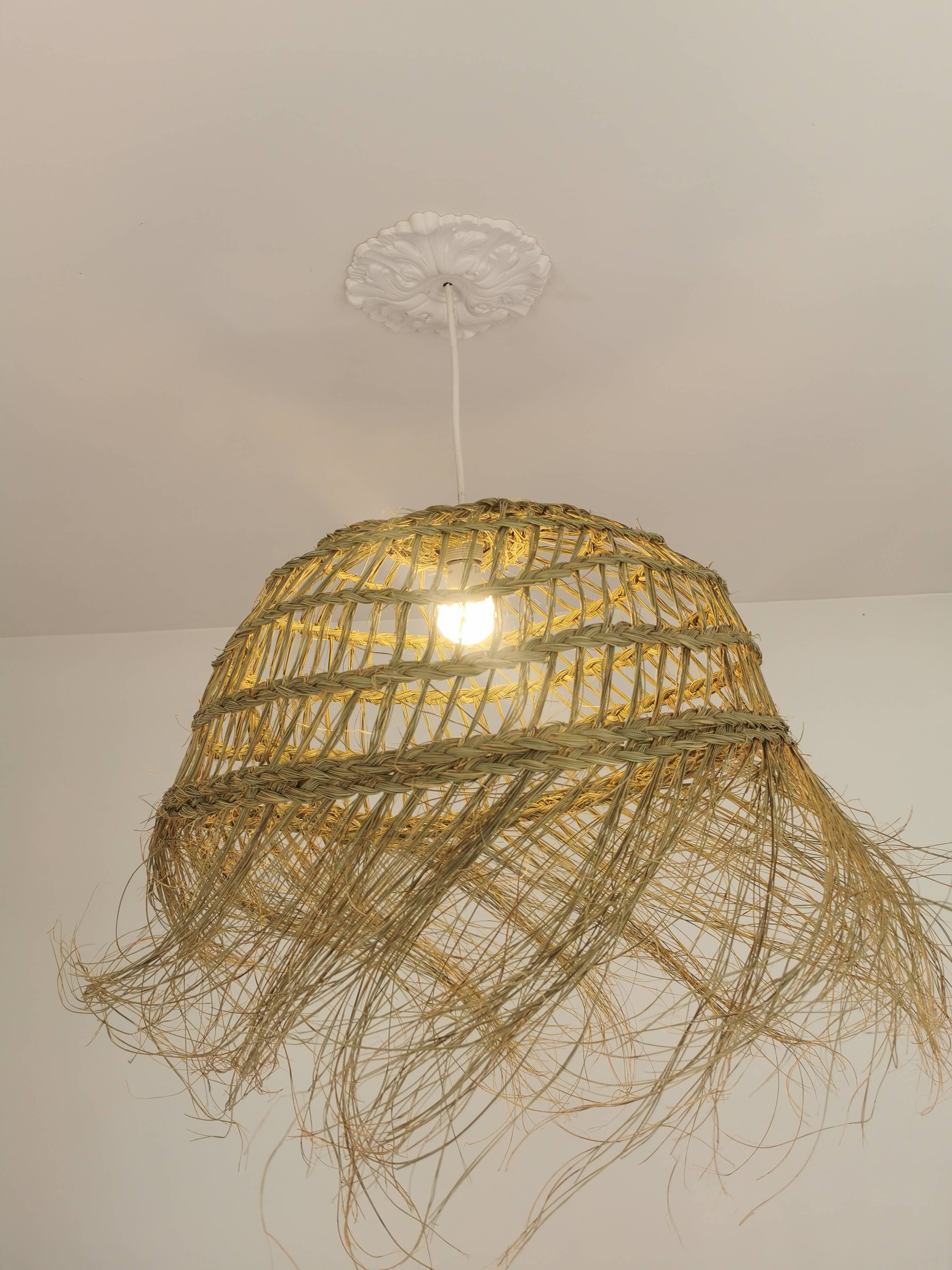 Suspension Doum in braided half – 30×60 cm – Handmade Moroccan production