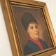 Old portrait under glass - gilded wooden frame