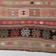 Tapis kilim ancien pastel, teintes délavées rose & vert, charme bohème,