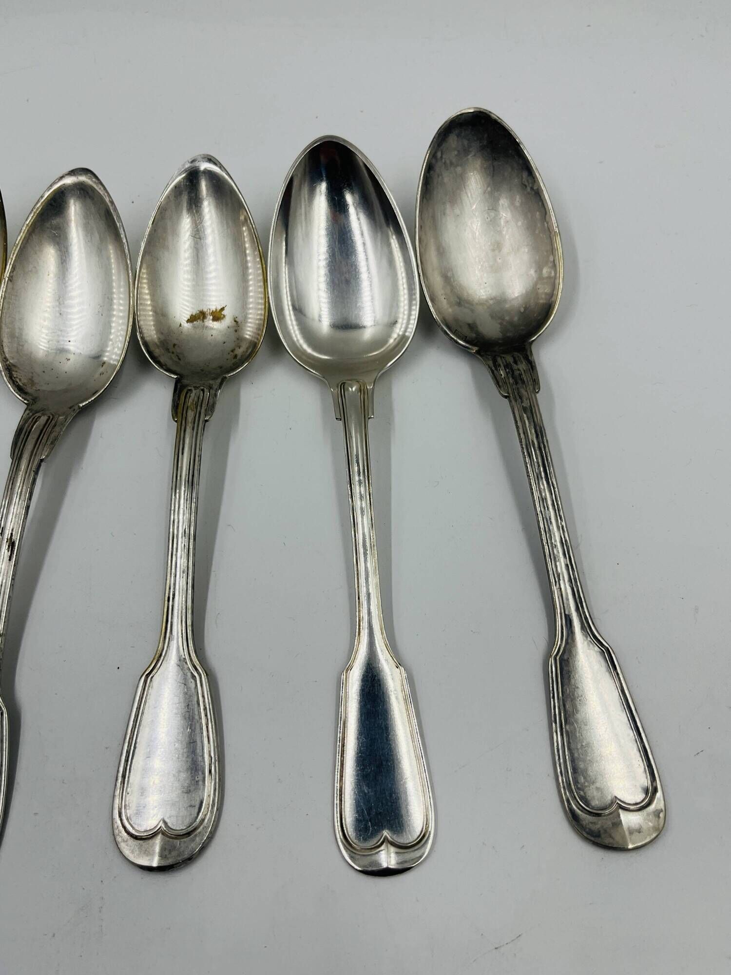 Lot of 6 Silver-Plated Metal Soup Spoons Wiskemann