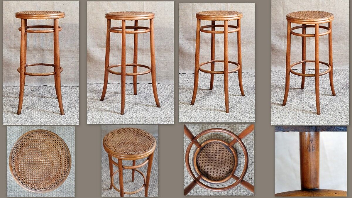 Bistro stool 1900 in curved wood