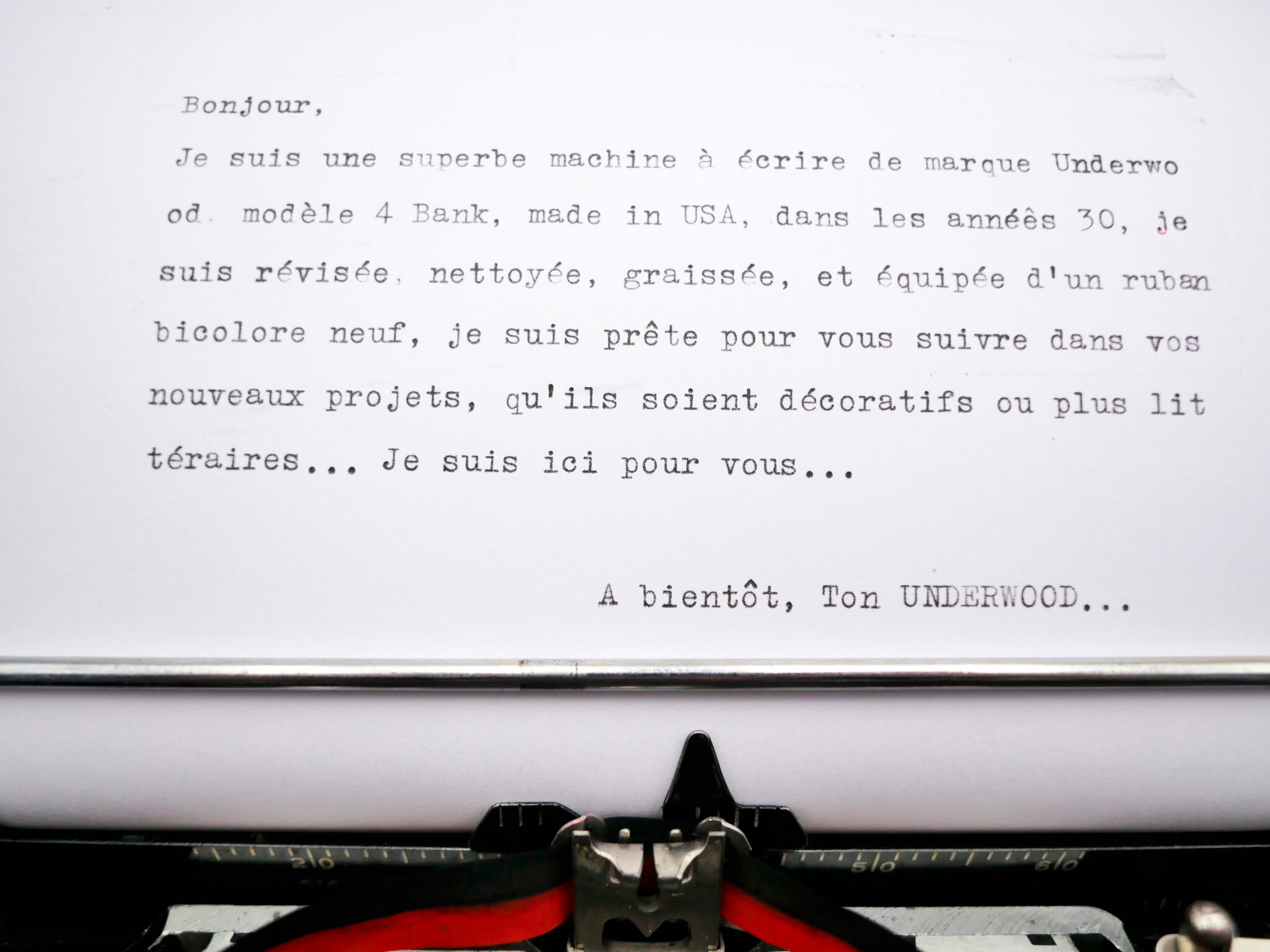 Underwood Portable 4 Bank Typewriter Revised New Black Ribbon 1930