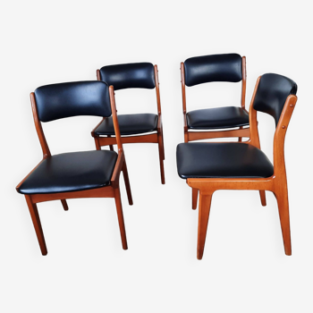 Set de 4 chaises scandinave,  Skaï  année  70