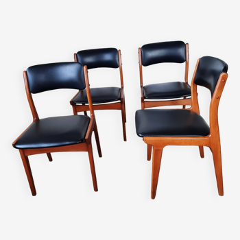 Set of 4 Scandinavian chairs, Skaï 70s