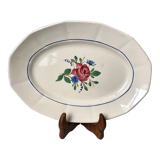 Pale pink oval dish and flowers digoin sarreguemines 30s-40s